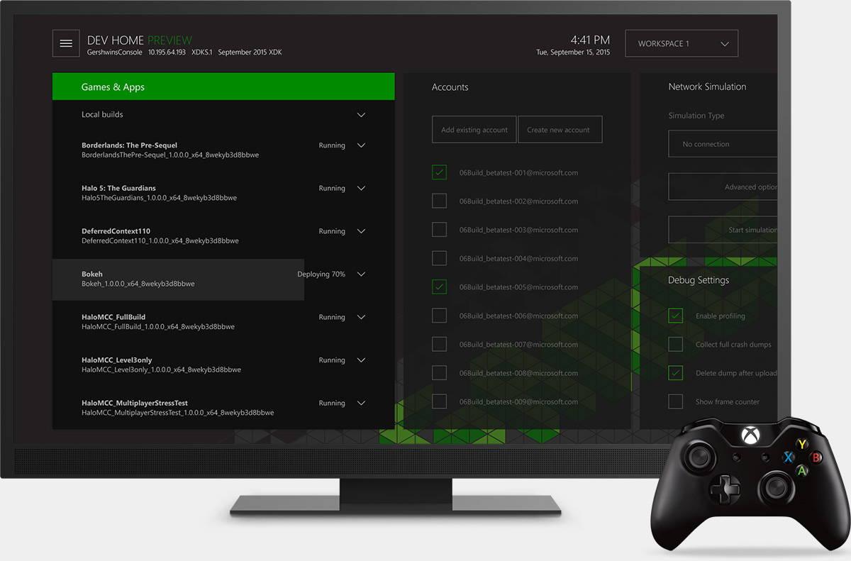 Xbox One Dev Home