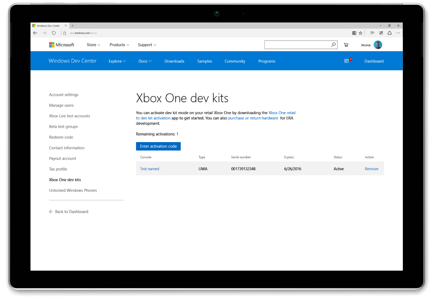 Xbox One Dev Kit Activation