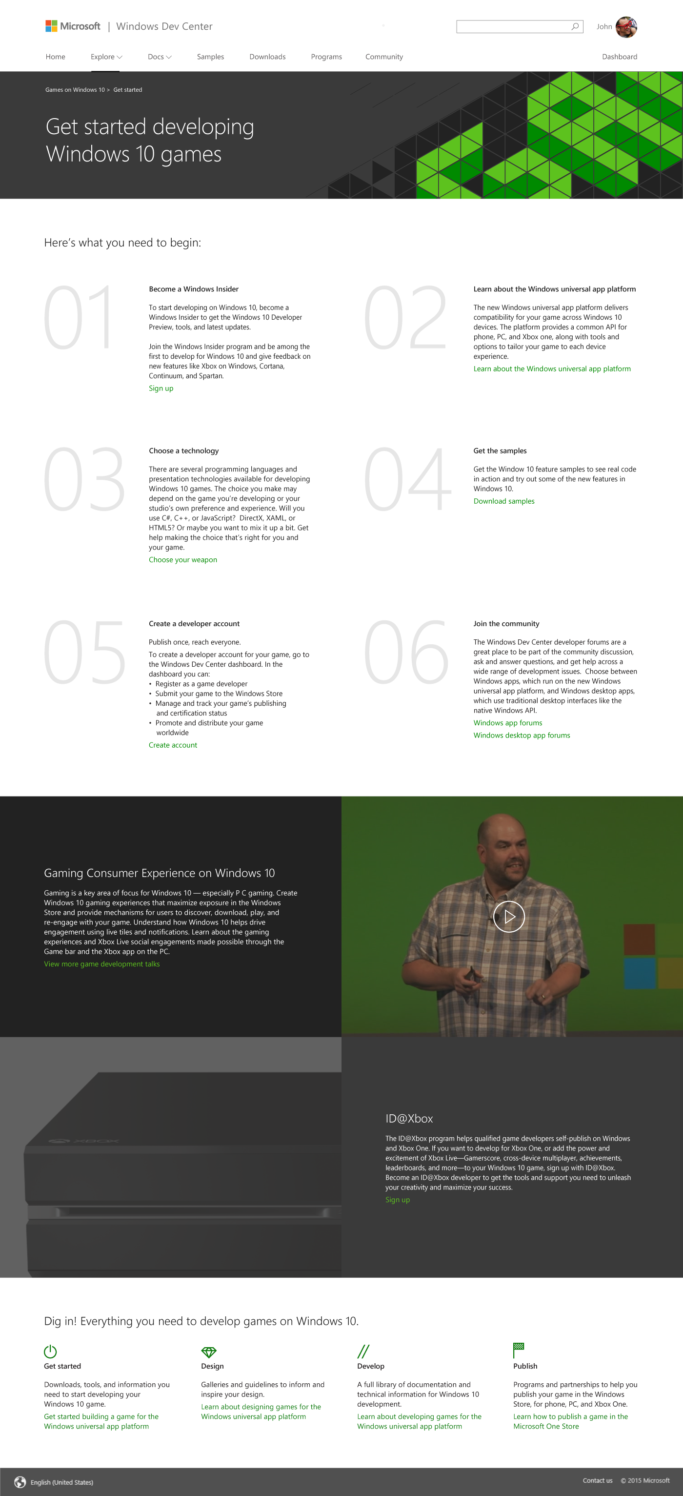 Games on Windows Dev Center - Getting Started